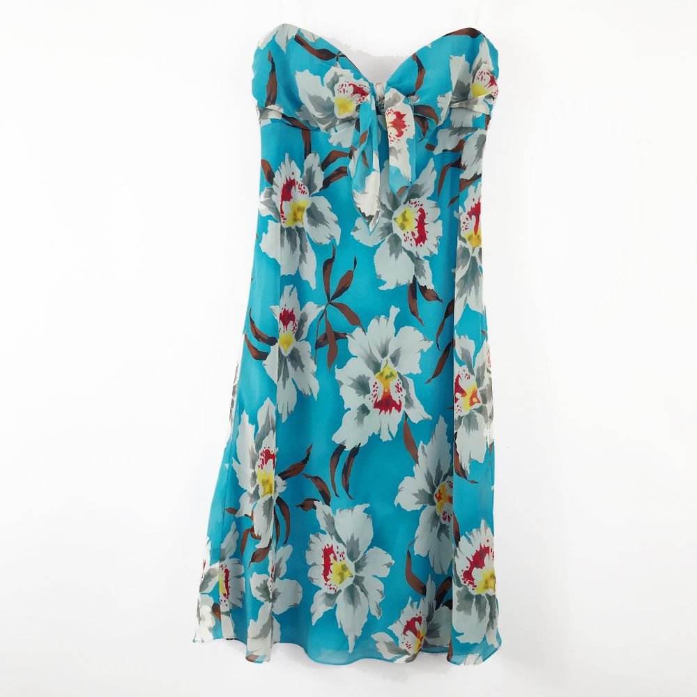 ABS Allen Schwartz Tropical Print Strapless Dress